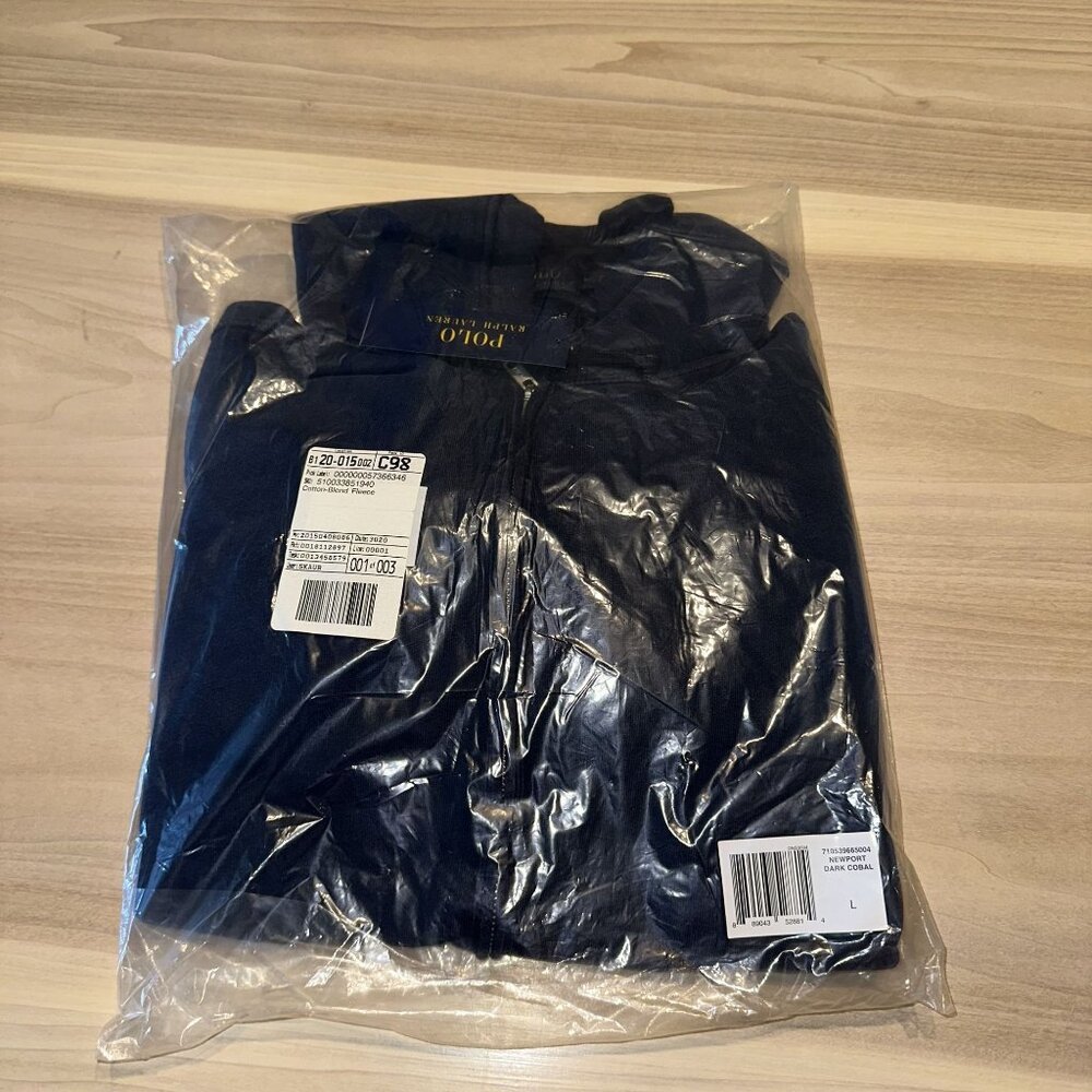 NWT Polo Ralph Lauren Newport Dark Cobalt Blue Full Zip Hoodie Men's Large L